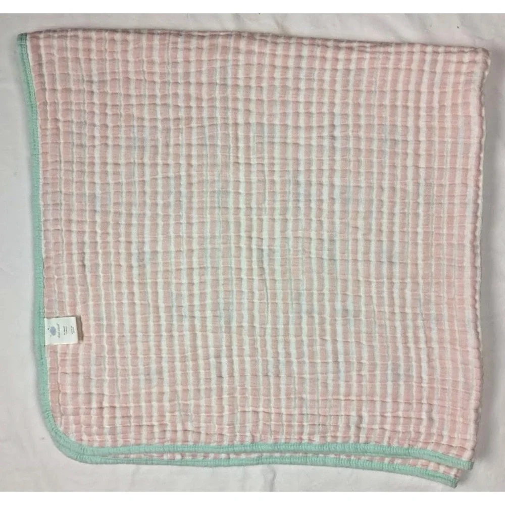 Cloud Island Lemon Pink Stripe Muslin Layered Baby Blanket Girl Target Cotton
